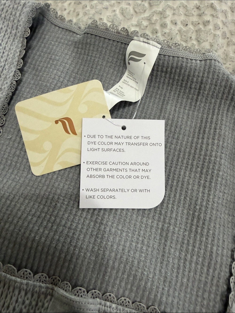 Fabletics Gray Ribbed Square Neck Top with Button Placket - Picture 6 of 10